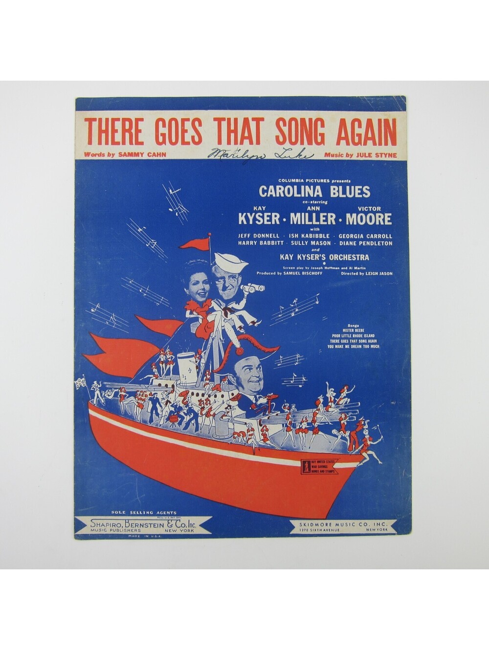 Sheet Music There Goes That Song Again Carolina Blues Ann Miller Vintage 1944